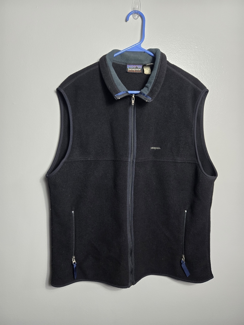Patagonia Vintage Made in USA Black Synchilla Full Zip Fleece Vest Mens XL